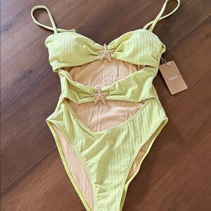 Lime Green Ribbed Bikini Set